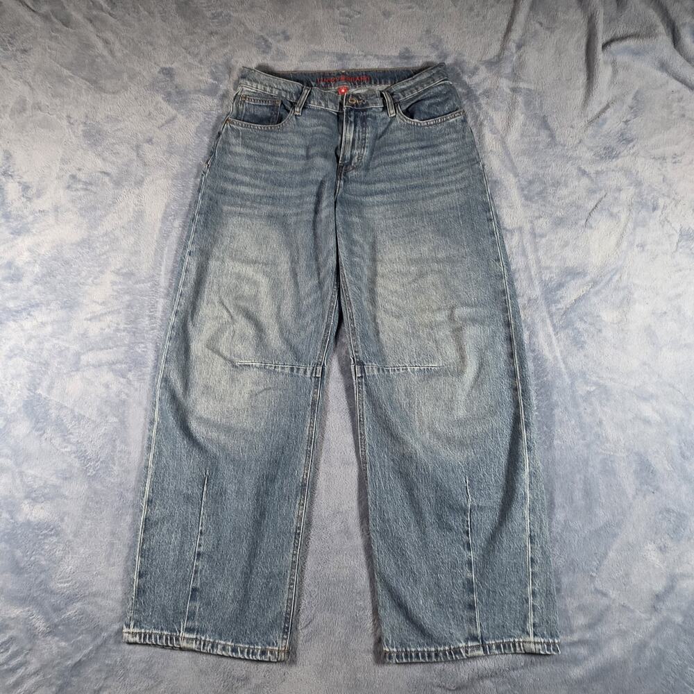 Lucky Brand Womens 6/28A Barrel Wide Leg Jeans Light Wash Knee Seam Denim